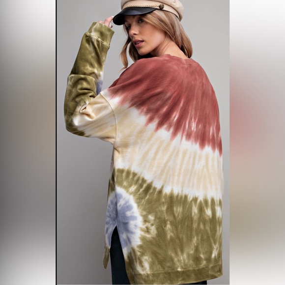 817 1 left ❤️ EASEL TIE DYE TERRY KNIT PULLOVER - Picture 2 of 3